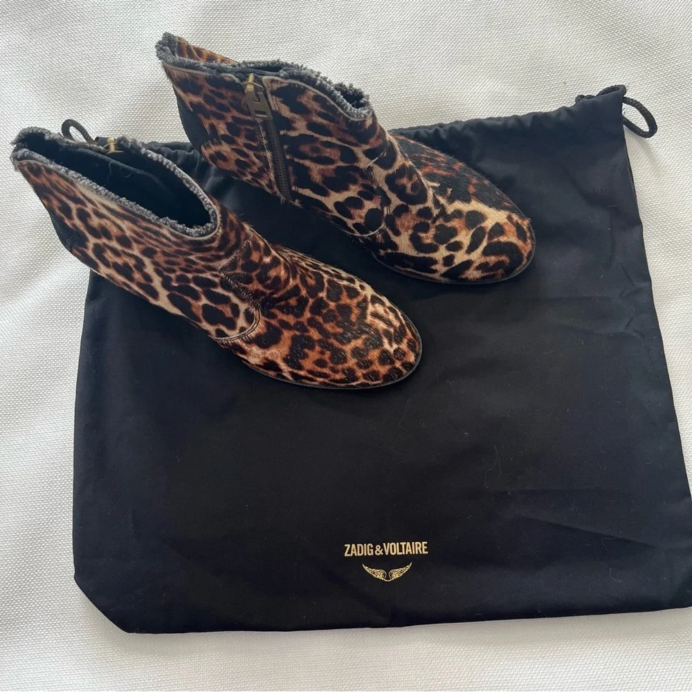 Zadig&Voltaire Molly leopard-print ankle boots Size 37 - Picture 5 of 14